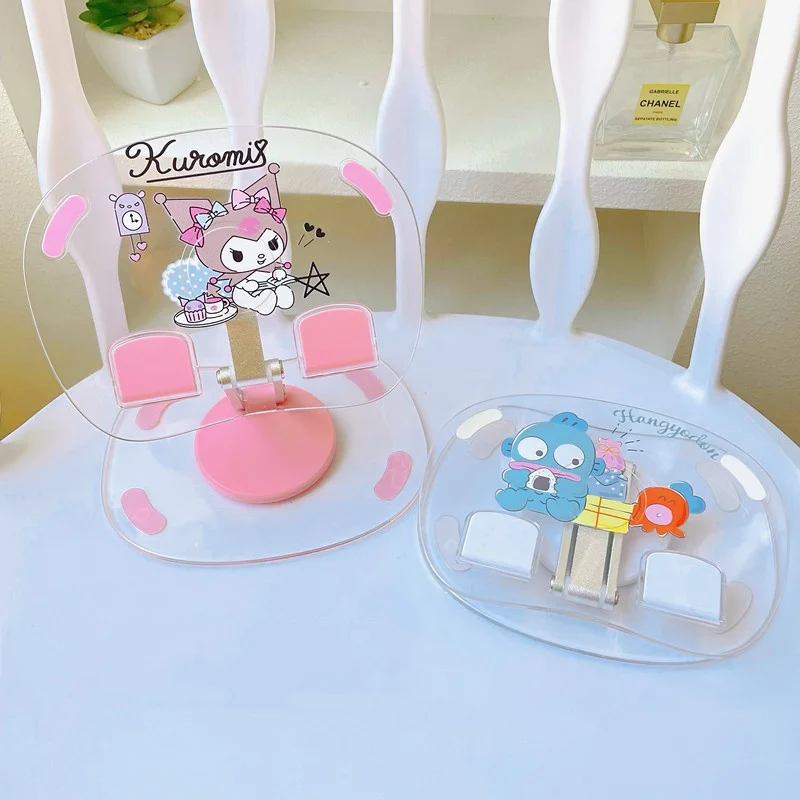 DHF1015 New arrival cartoon Kuromi Melody telescopic aluminum rack tabktop folding standing student acrylic mobile phone holder
