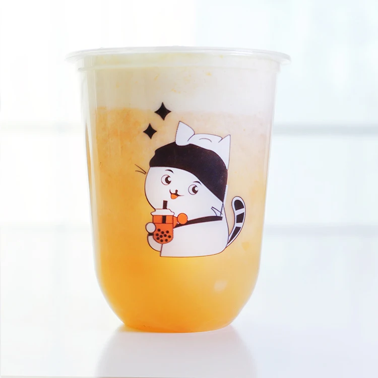 Пользовательский логотип 360 мл 500 мл 700 мл Прозрачная Круглая Нижняя U-образная пластиковая чашка Boba Custom