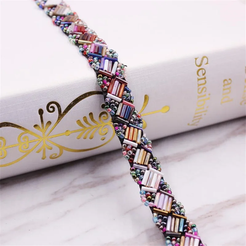 1.5cm beaded edge pearl handmade lace trim for DIY clothes shoes bag