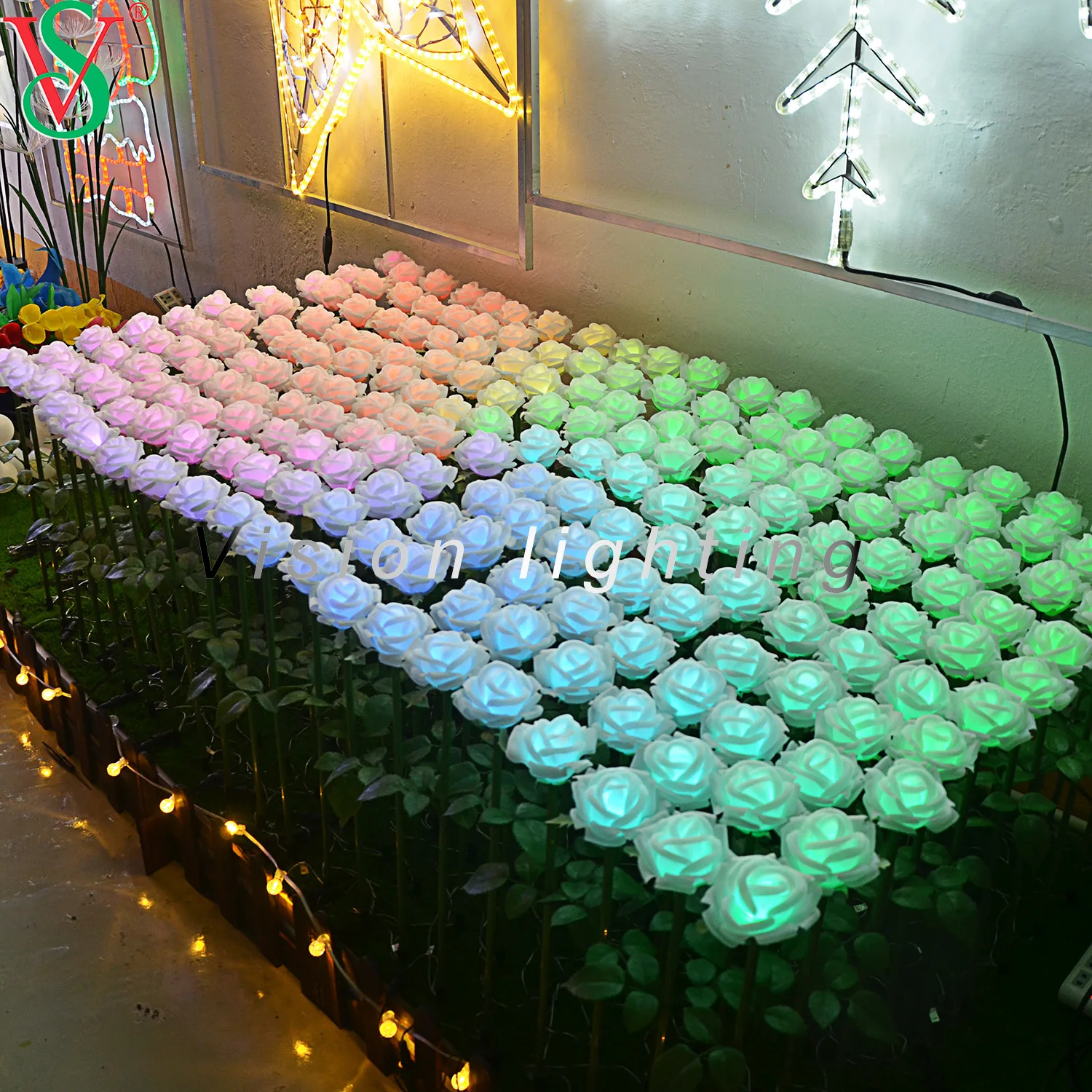 Programmable decoration IP65 Landscape Artificial LED DMX Rose Christmas smart outdoor RGB flower light