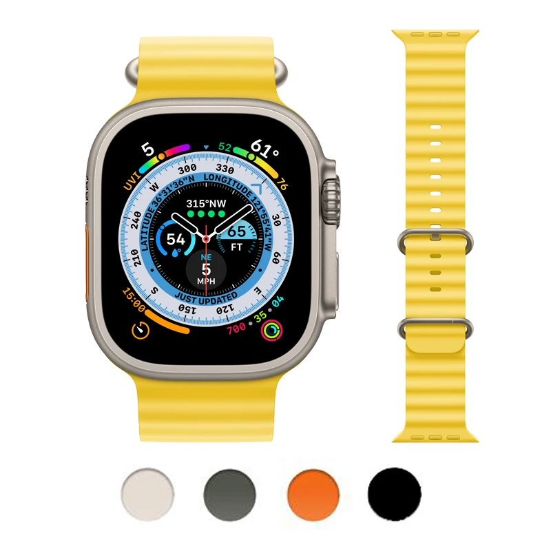 Ремешок силиконовый для Apple Watch series 8 7 6 se Ultra 49 мм 45 44 42 41