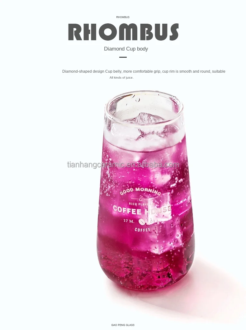 2021 Hot Sale Wholesale Custom Logo nordic Glassware clear Mug Heat Resistant cola fruit juice Glass Cup 450ml Cocktail Glass   .jpg