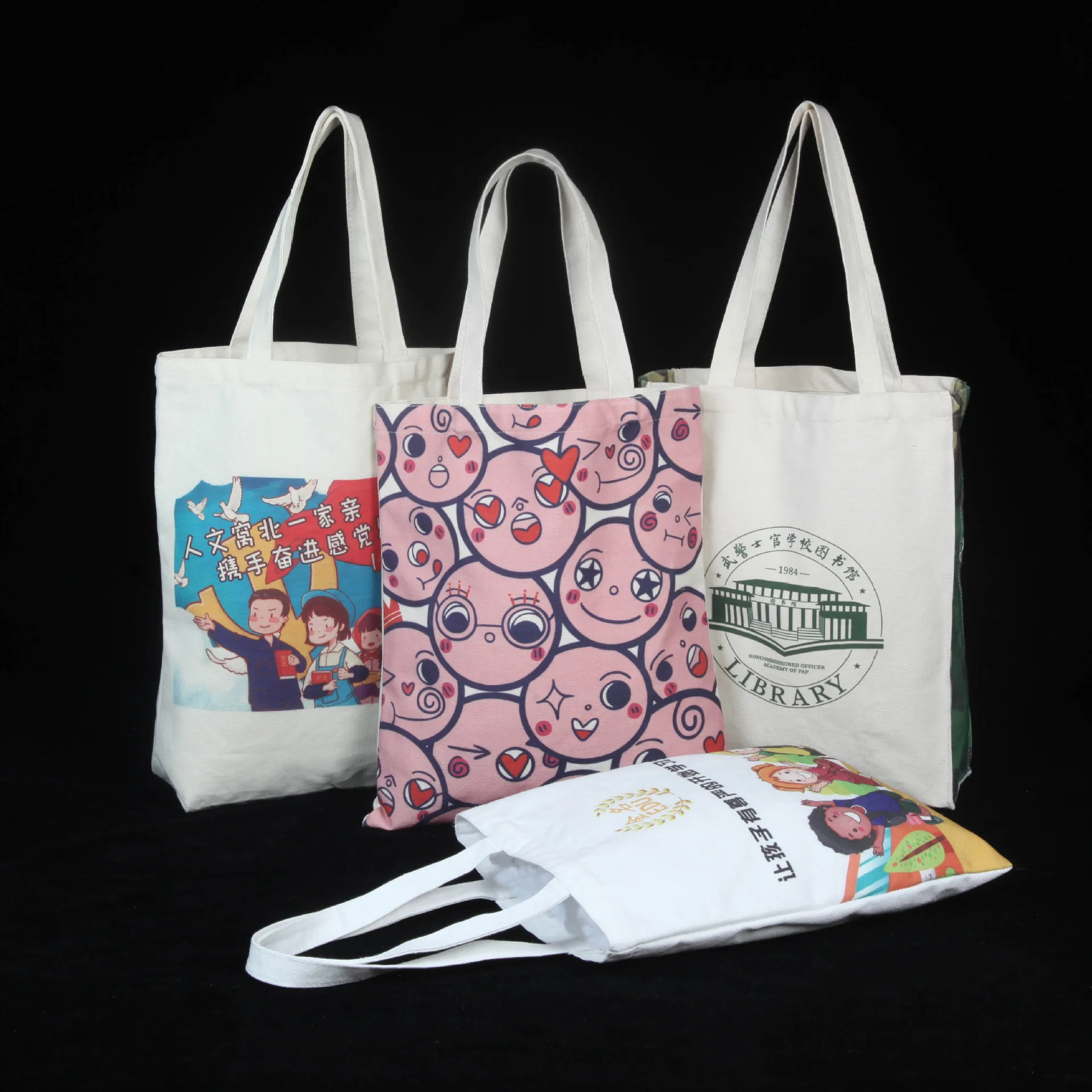 Free Sample Custom Logo Printed Eco Cotton Bag Canvas Reusable Recycle Shopping Bag Woman Handbag