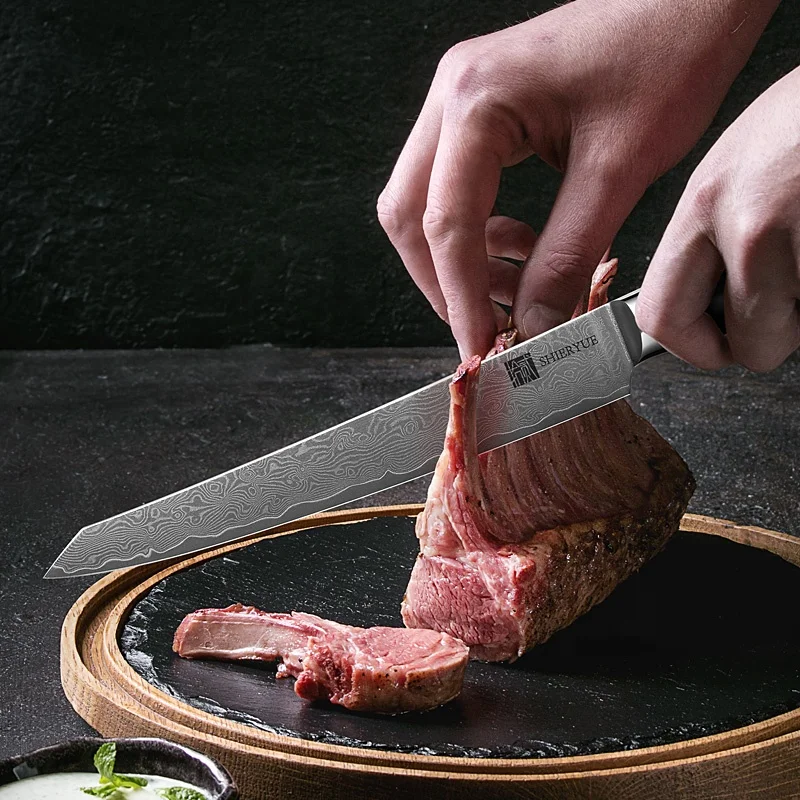 Wholesale price pakka wood handle Damascus Kitchen Knife set Damascus Steel Chef Santoku Knife set