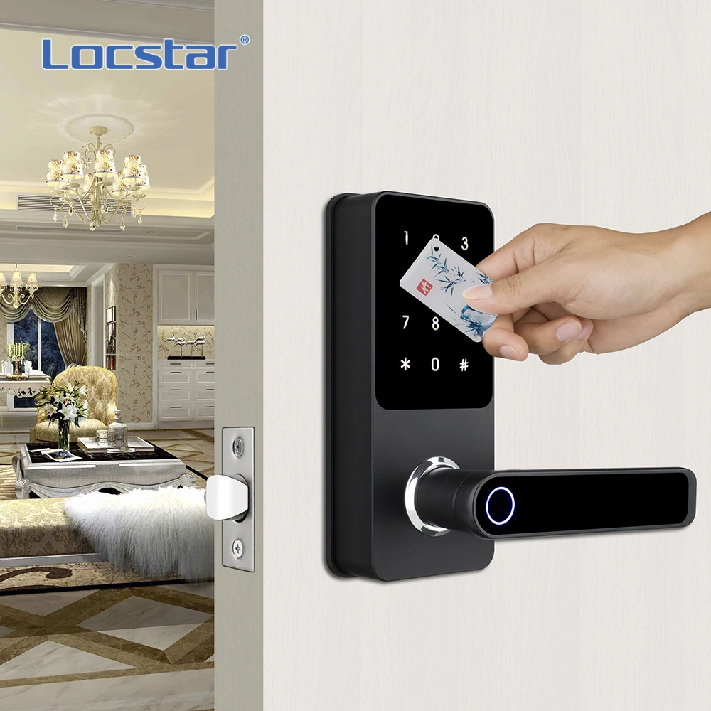 Locstar Fingerprint Tuya Password Bedroom Security Gate Locks Ttlock Biometric Mortise Key Smart Electric Deadbolt Door Lock