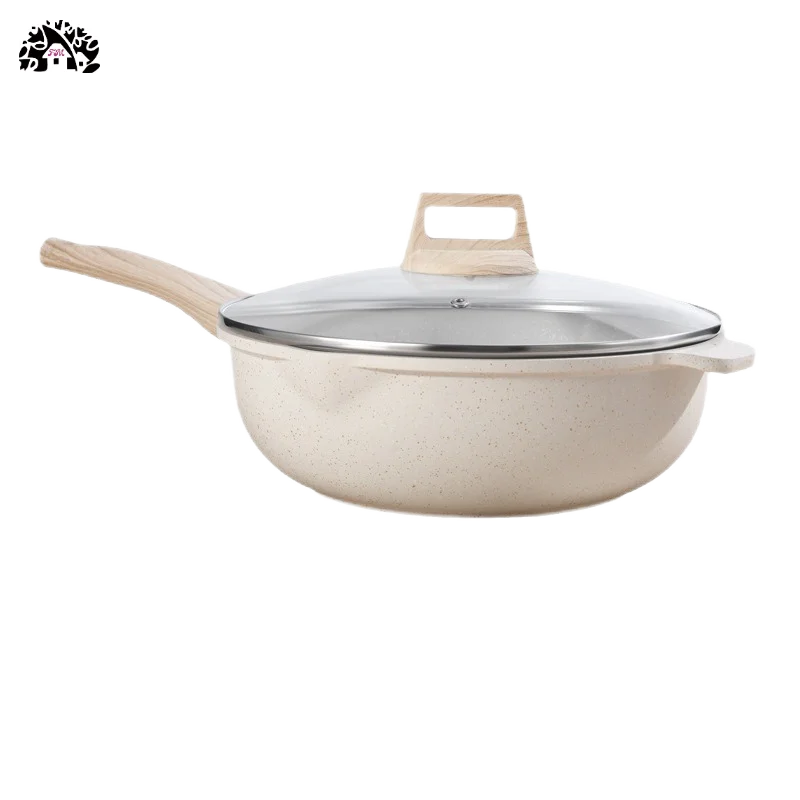 Wholesale factiory  28cm cm Stone Cookware Die cast Cookware Skillet Pan Wok  Non-stick Induction Cooker Fire Aluminum Wok