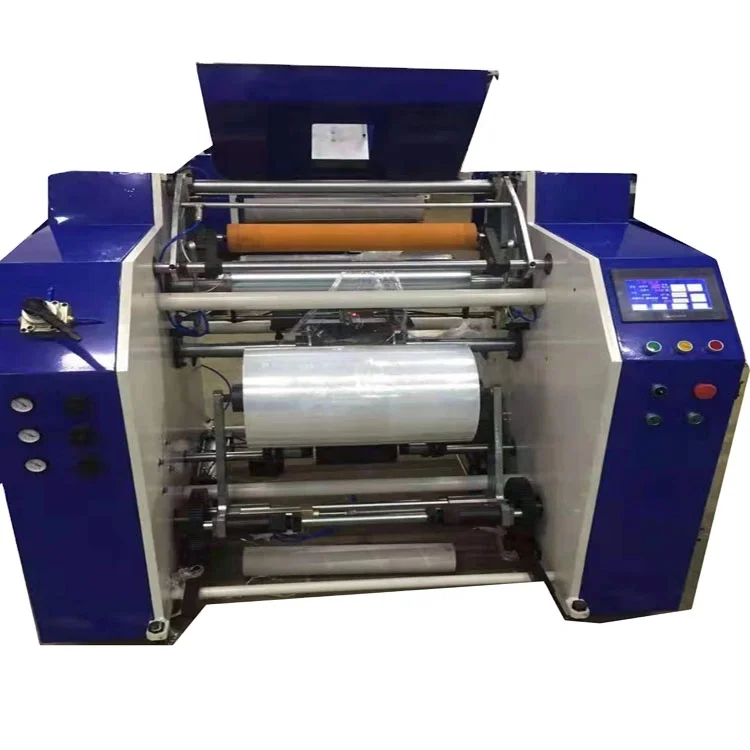 High speed stretch film slitter rewinder