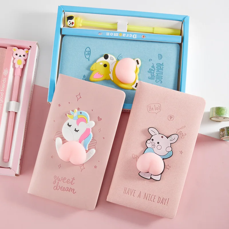 A6 Kawaii Custom Logo Faux Leather Notebook Cute Unique Look Stationary Diary Notebooks for Girl