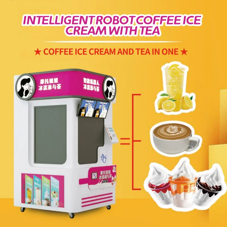 Intelligent Automatic Robot Arm Operation Milk Tea Coffee Ice Cream Vending Machine Orange Juice Vending Machine