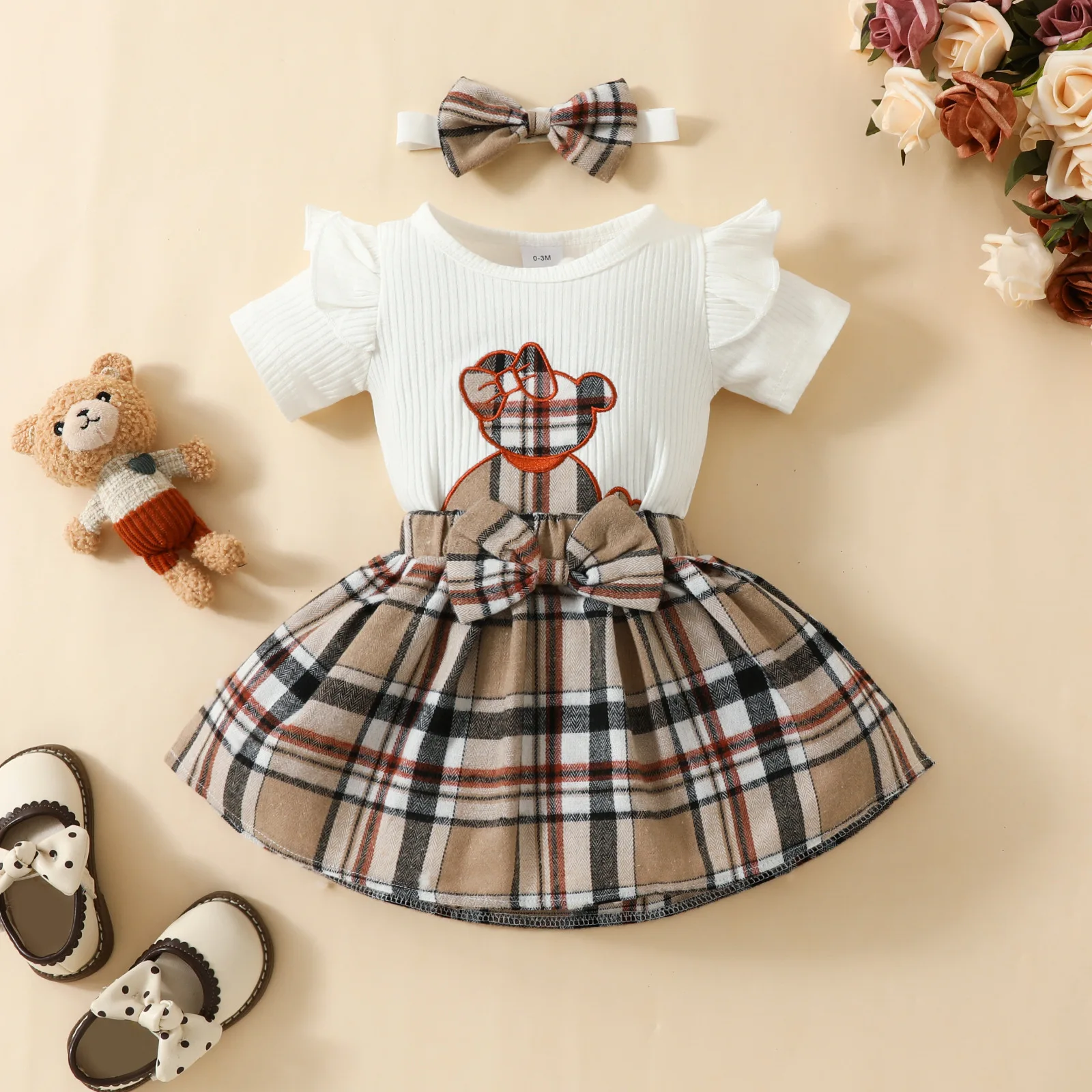 summer cotton newborn jumpsuits children check pattern baby girl dresses clothing sets clothes baby rompers