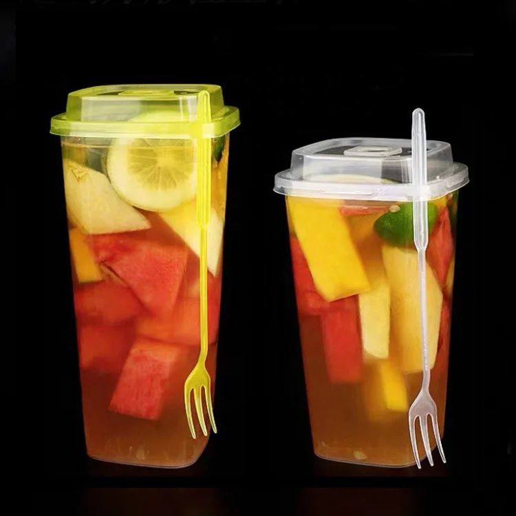 Креативные квадратные Пузырьковые чашки для молока и чая, литьевая форма, сильные настенные чашки для сока, одноразовые молочные чашки для чая с вилкой