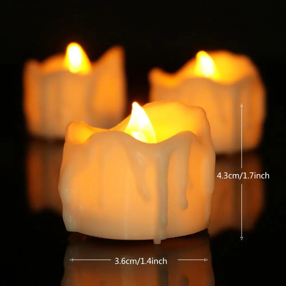 12set led  Amber Yellow Flickering Flameless Candles with Timer LED Tea Light Timing (6Hrs ON 18Hrs OFF)