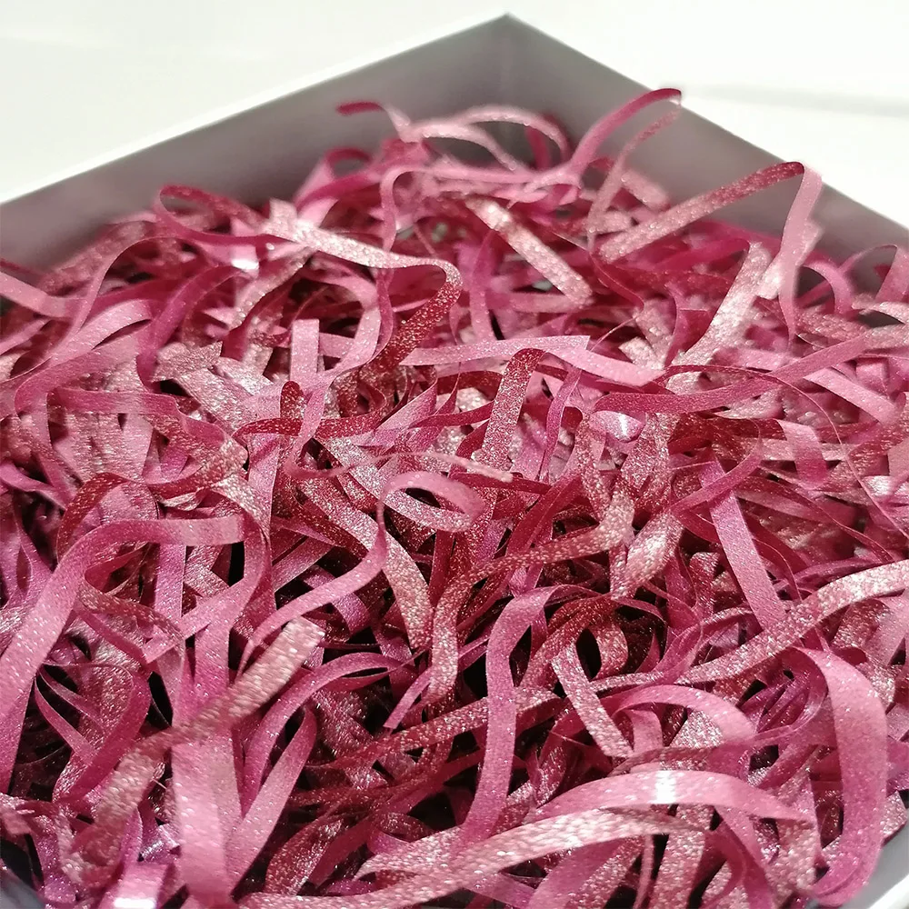 Metallic Shredded Paper Raffia Shiny Bright Crinkle Cut Paper Shred Filler Gift Wrapping Basket Box Filling pink gift filler