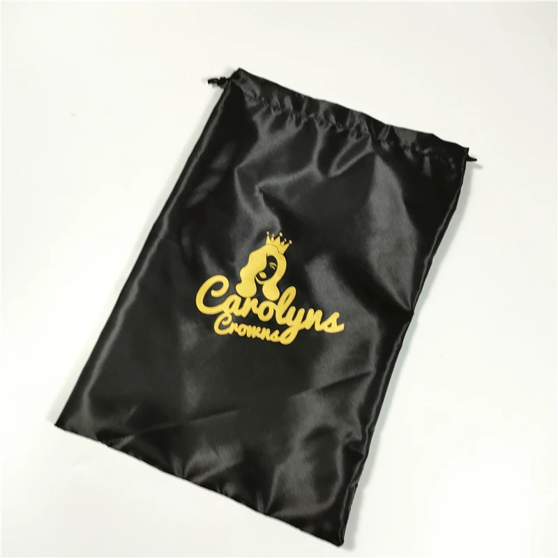 Sample sublimation gift custom logo candy bag satin brocade pouch  embroidery pouches for packaging human hair wig satin bag