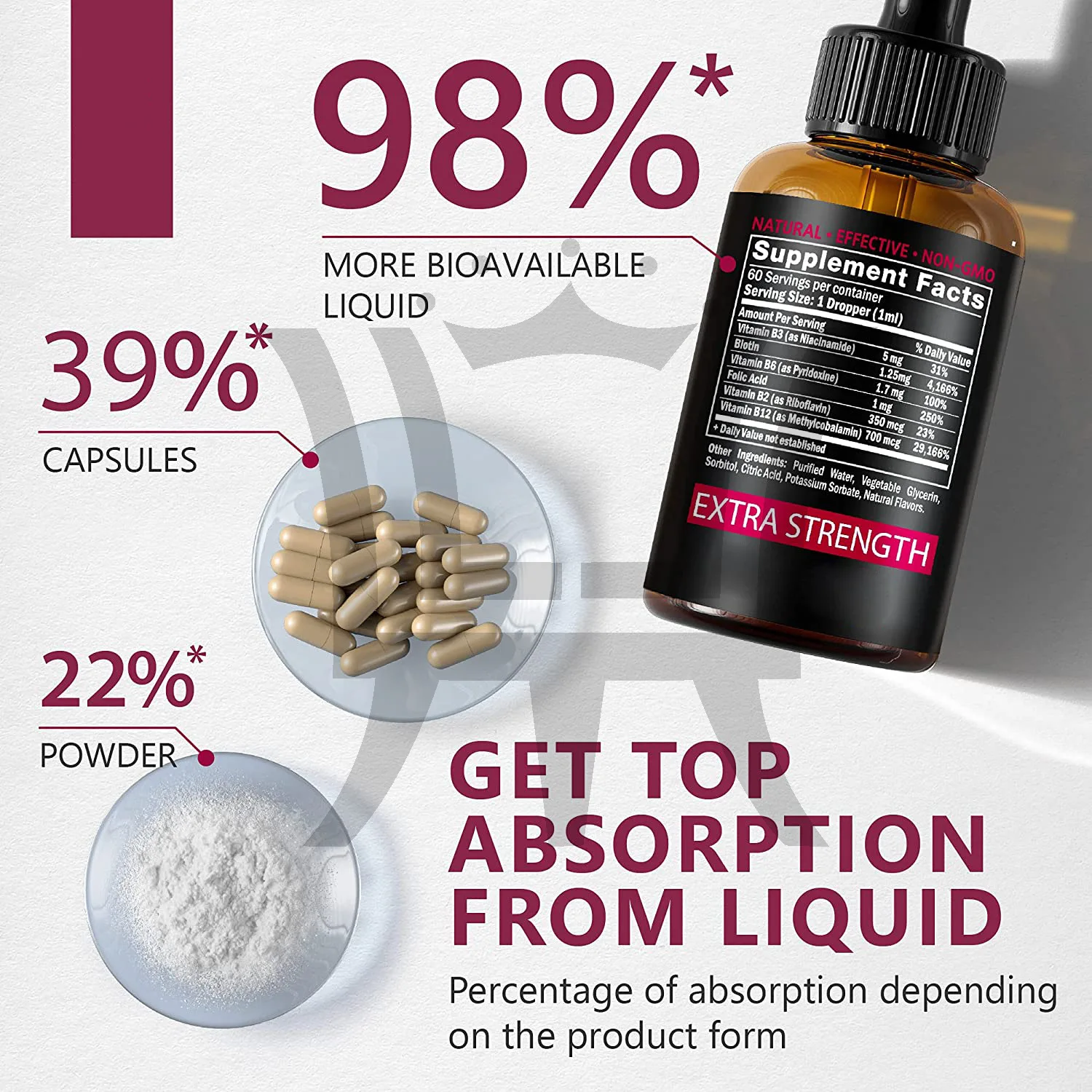 Custom Organic Health Supplement whitening 10000mg Vitamins B Complex Liquid Drops With Fast Absorption For Immune Support