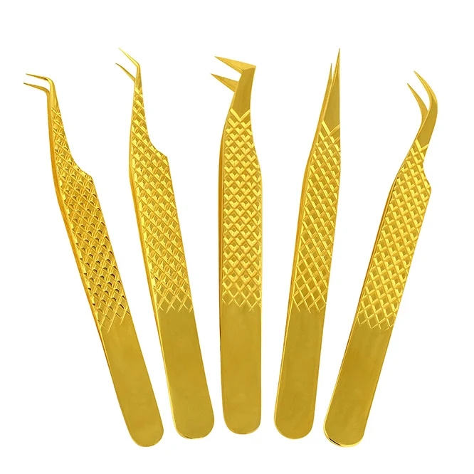 Wholesale 45 degree custom stainless steel private label black diamond grip eyelash extension tweezers coated tip