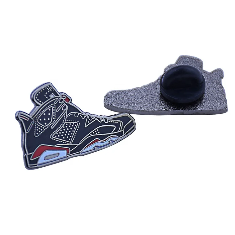  Customized Manufacturer Stock Metal Sports Sneaker Shoes Cartoon Hard Soft Enamel Badge Lapel