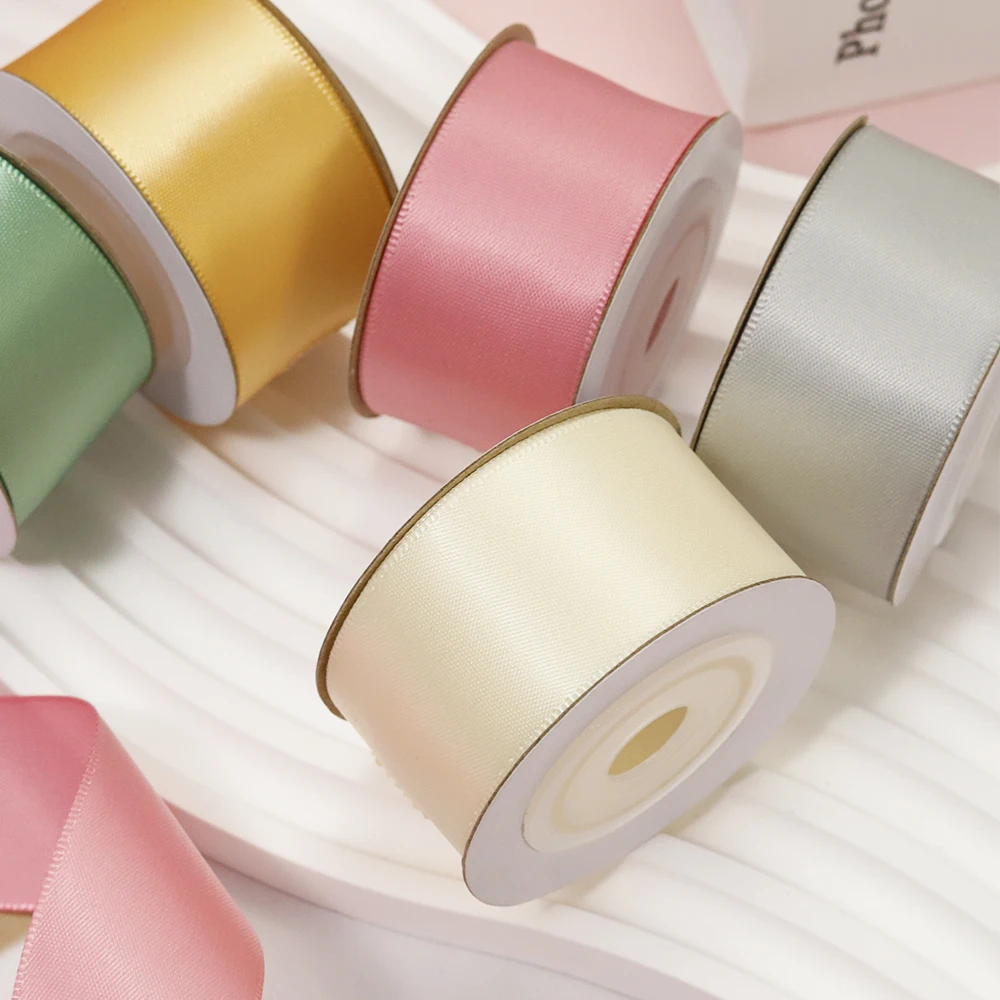 Plain Satin Ribbon Manufacturer Custom RPET Eco Friendly GRS Certificate Recycled Polyester RIBBONS Double Face Custom 3mm-100mm