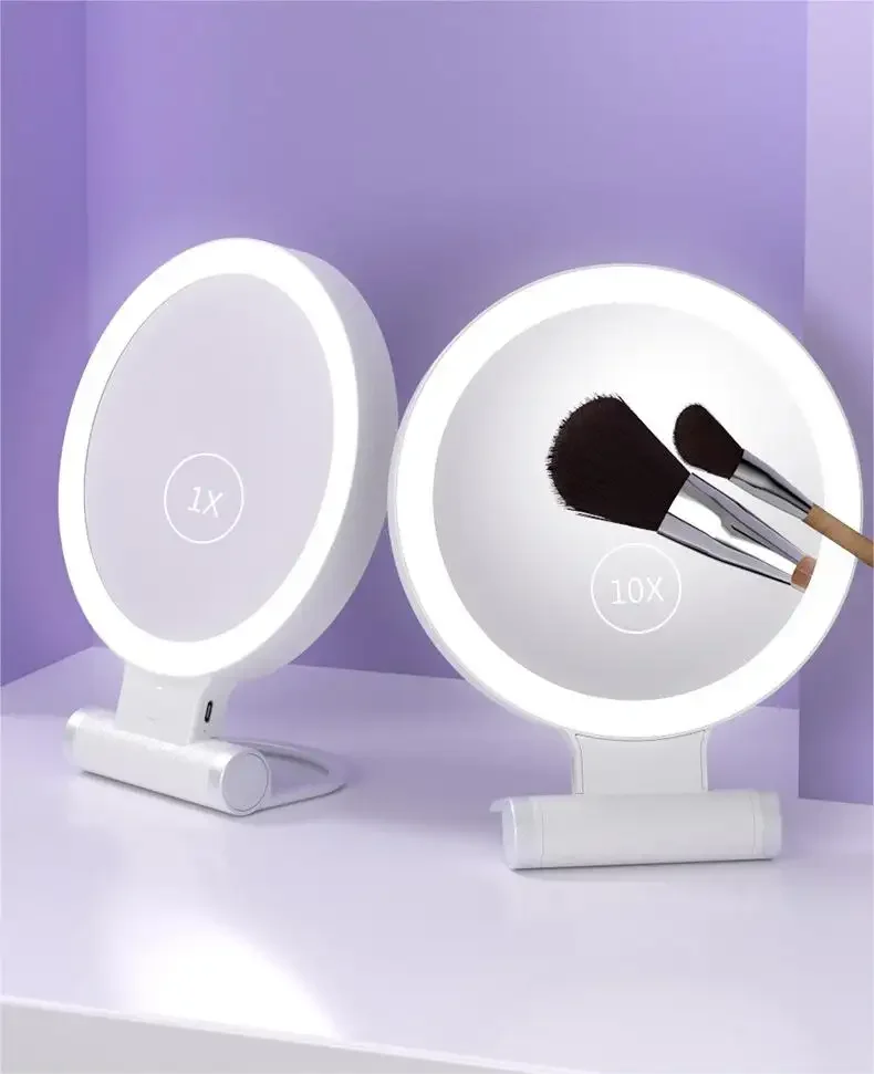 Wholesale 1X10X Led Double Side Table Mirror Makeup Mirror With Lights