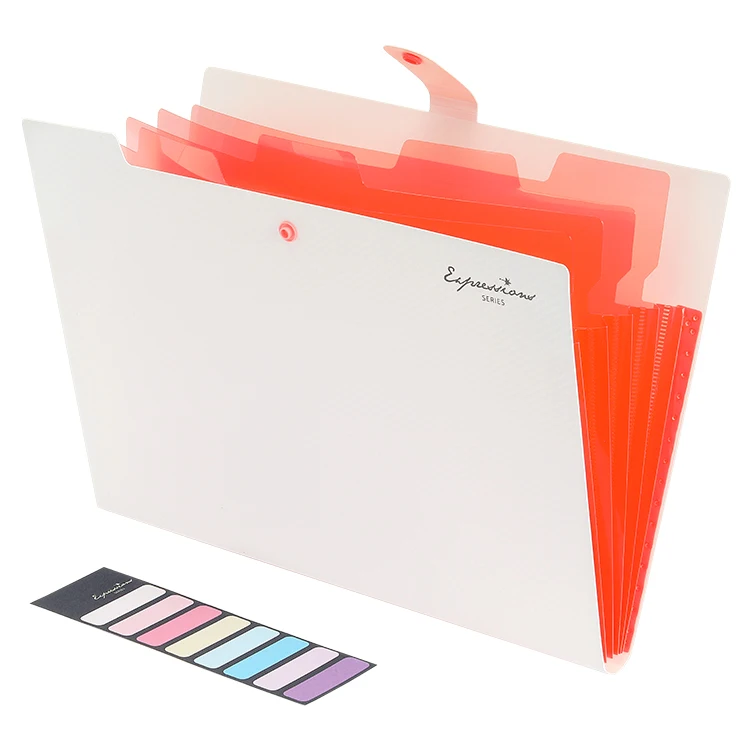 multi color portable plastic button accordion document folder waterproof 5 pocket expandable file folders
