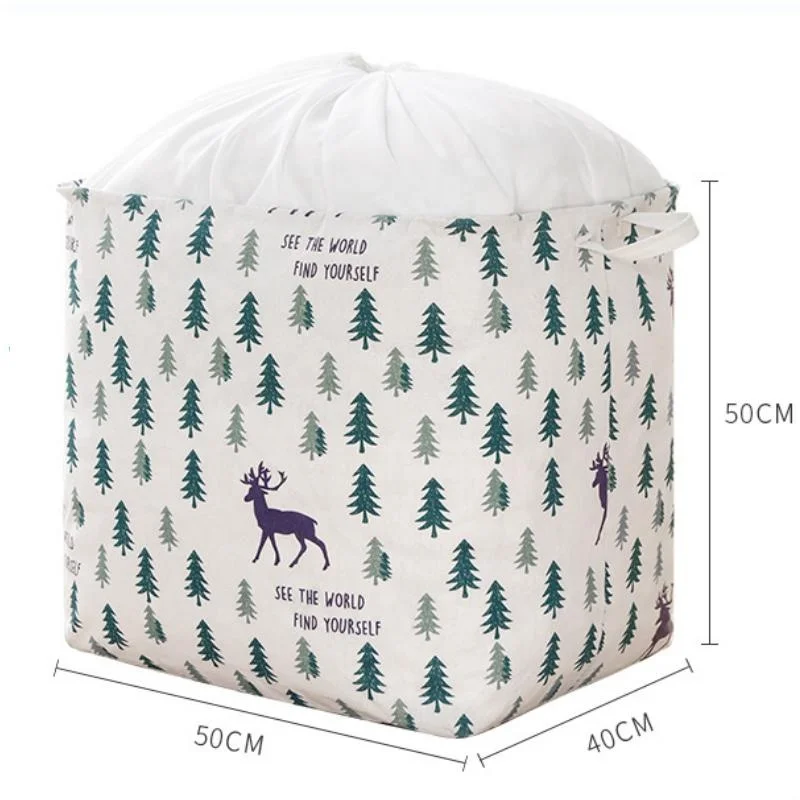 Drawstring Nursery Storage Basket Kid Baby Storage Organizer for Clothes Storage Container Large Cotton Rope Laundry Hamper Bins