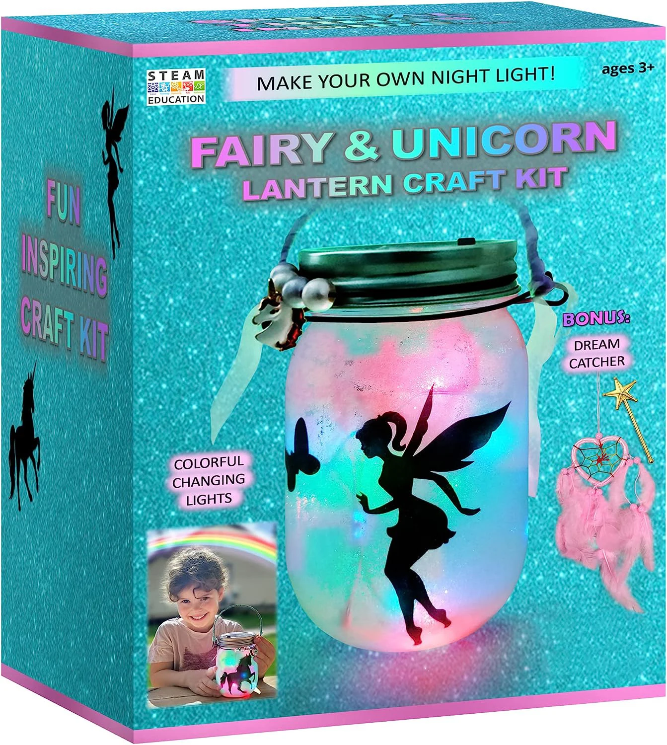 Make Unicorn & Fairy Lantern Night Light Jar Craft Kit Birthday Gifts DIY Arts and Crafts Set Gift for Kids