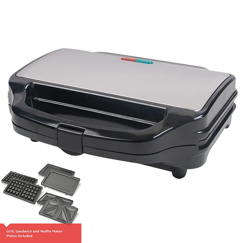 Anbo 2slices detachable sandwich maker with waffle grill non-stick coating plate panini grill crepe maker kitchen appliance