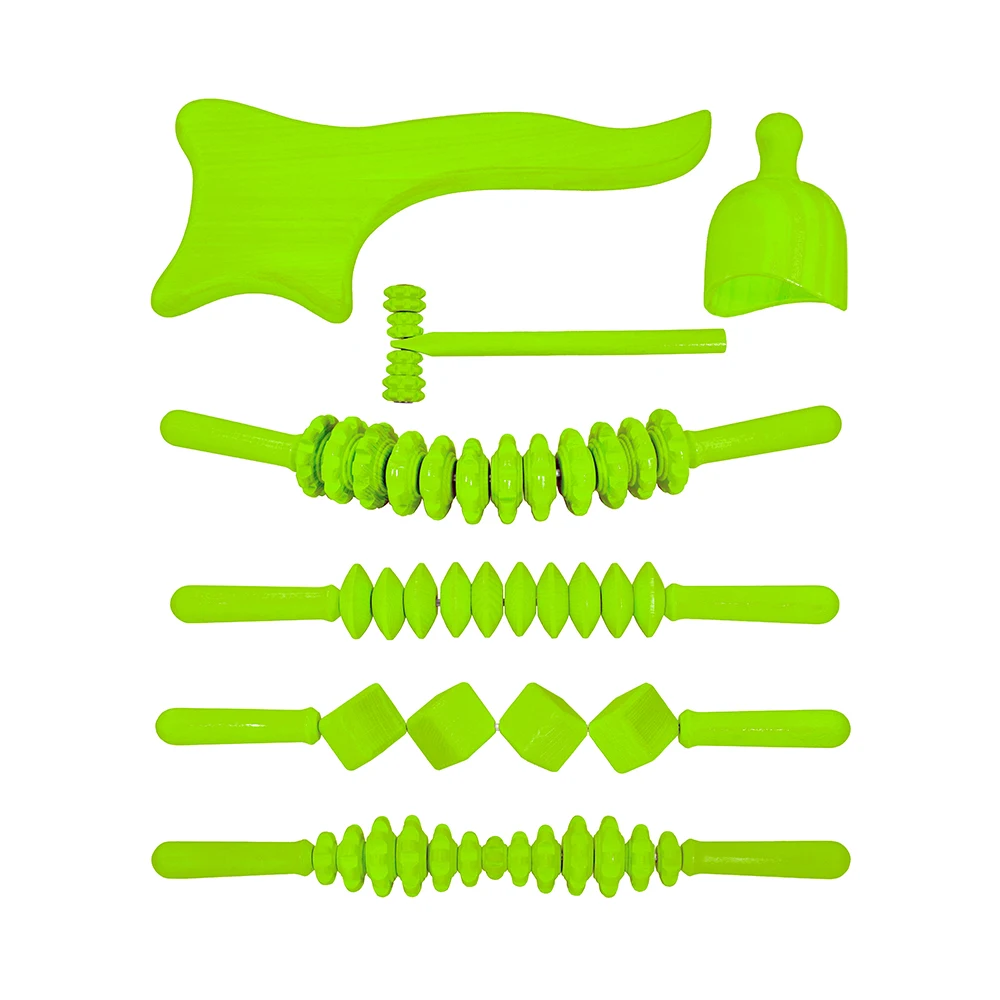 Custom 7 pcs Wooden Gua Sha Tools Color Set Pink Wood Therapy