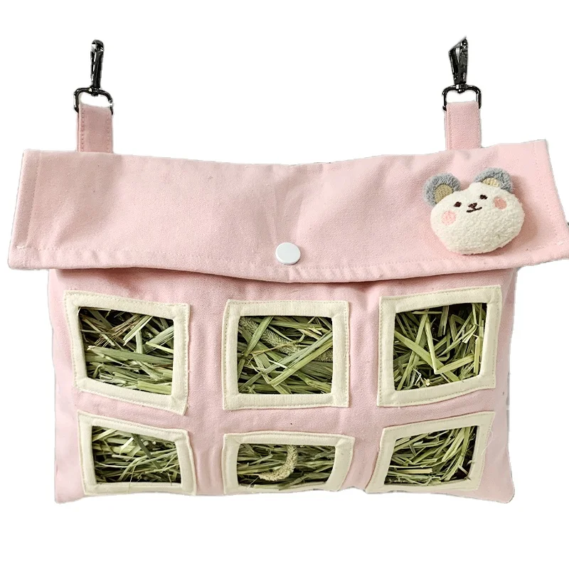 Custom LOGO Durable Hanging Guinea Pig Rabbit Hay Feeder Bag