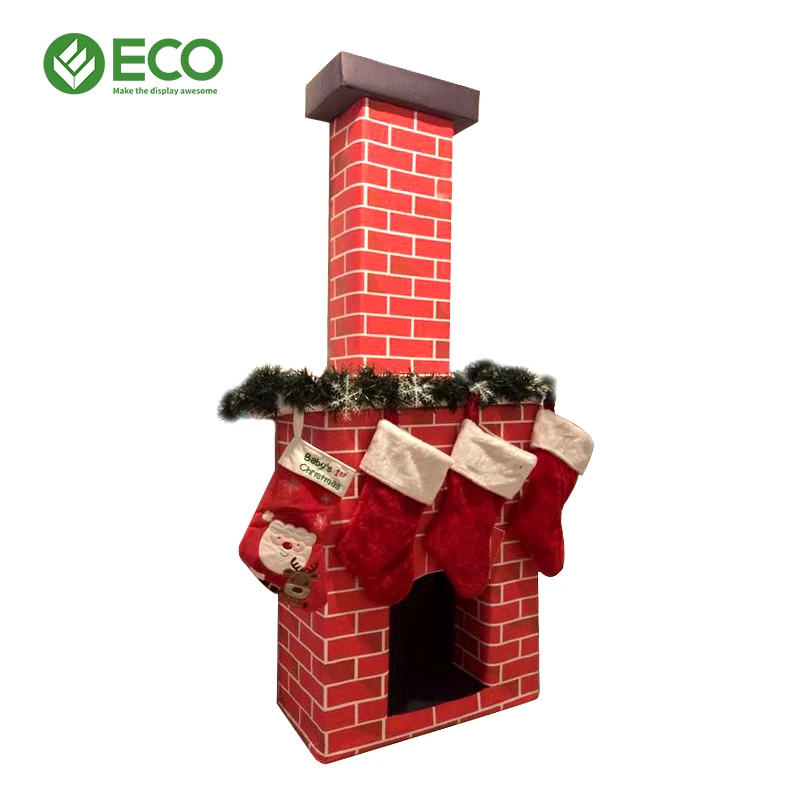 ECO Custom Christmas Display Rack Fireplace Cardboard Display Stand Fireplace From the Cardboard Box