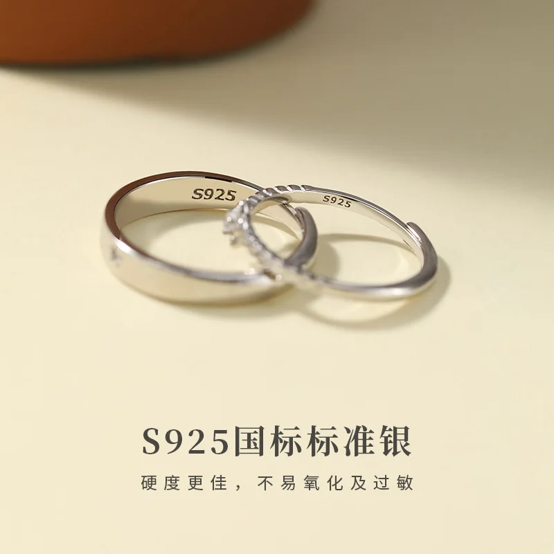 Couple 925 Sterling Silver Finger Rings For Girls Hot Sales wedding rings S925 Adjustable Vintage Couple set and engagement