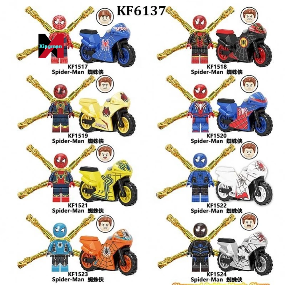 Kf6100 Kf6120 Mini Dead Spider Pool With Motorcycle Building Blocks Plastic Figure Children Smart Toys Kids
