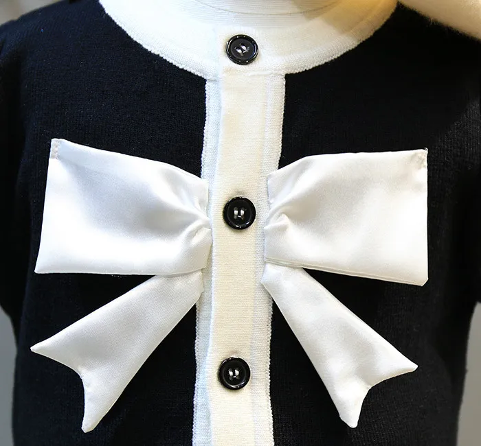 New Style Kids Children Winter Clothing Set Knitting Cardigan Skirt  Baby Girl Winter Cardigan Sweater With Bow