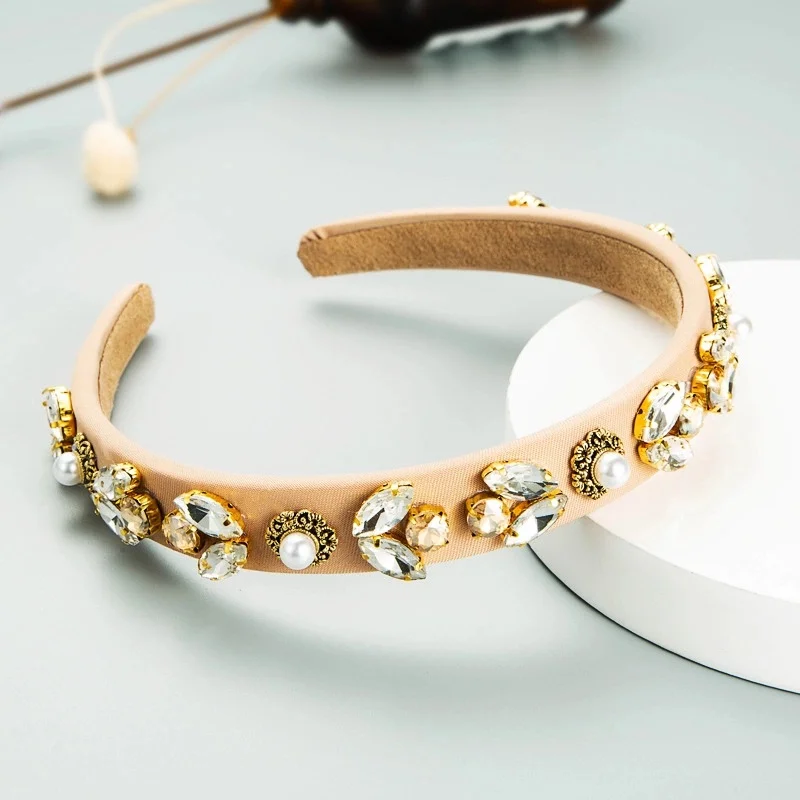 
hairband red headbands for women pearl rhinestone thin head bands hair accessories bride 