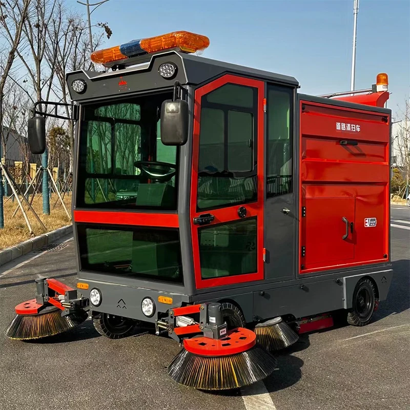 Powerful electric fully enclosed sweeper driving broom cleaning machine road sweeper