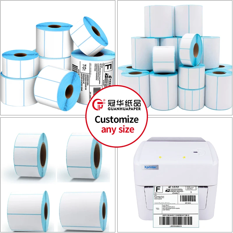 58x60 or customized blank sticker paper roll direct thermal label for Zebra Printers with oem logo