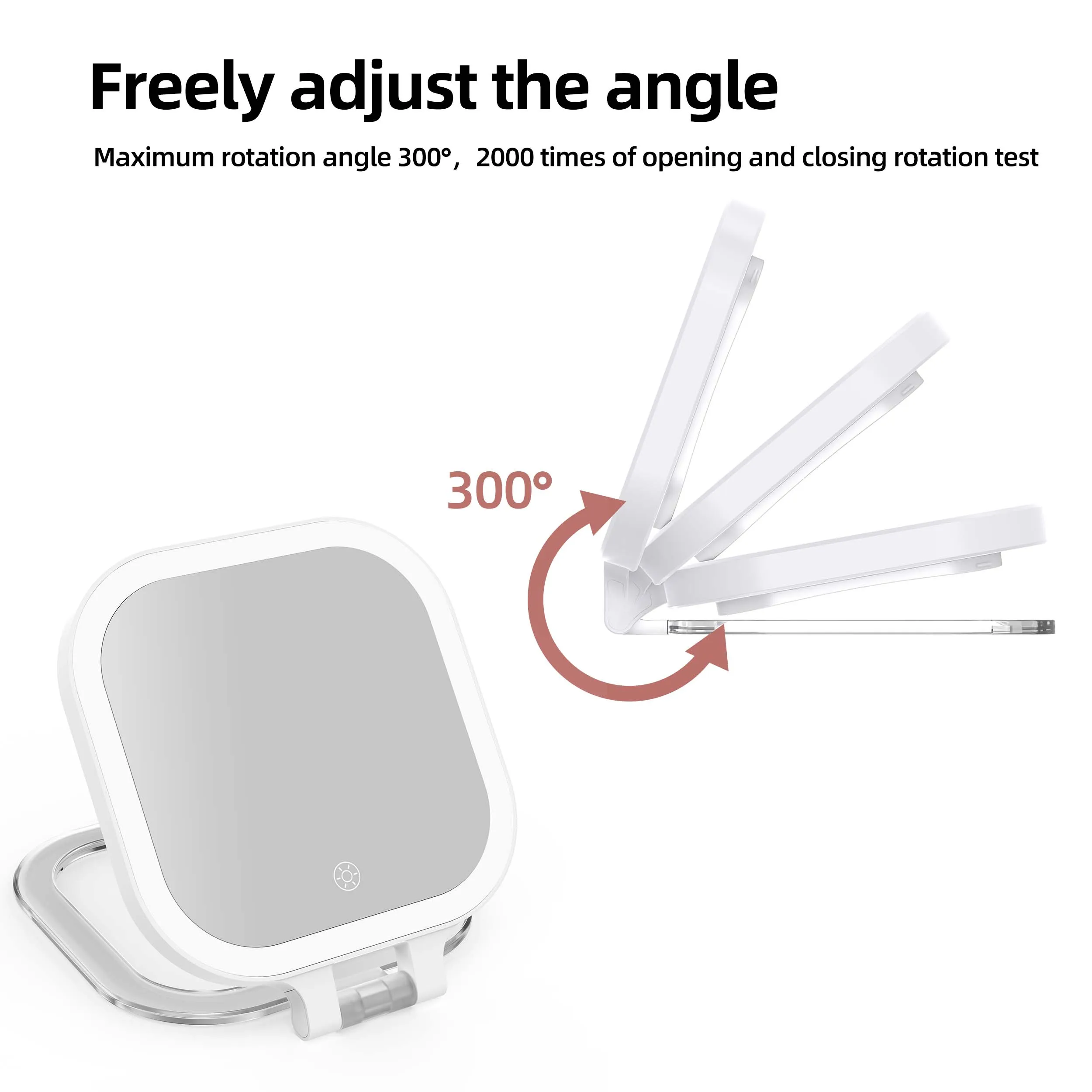 High Quality Light Up Square Illuminated Makeup Portable Led Magnifying Makeup With Lights 10x Lighted Folding Travel Mirror