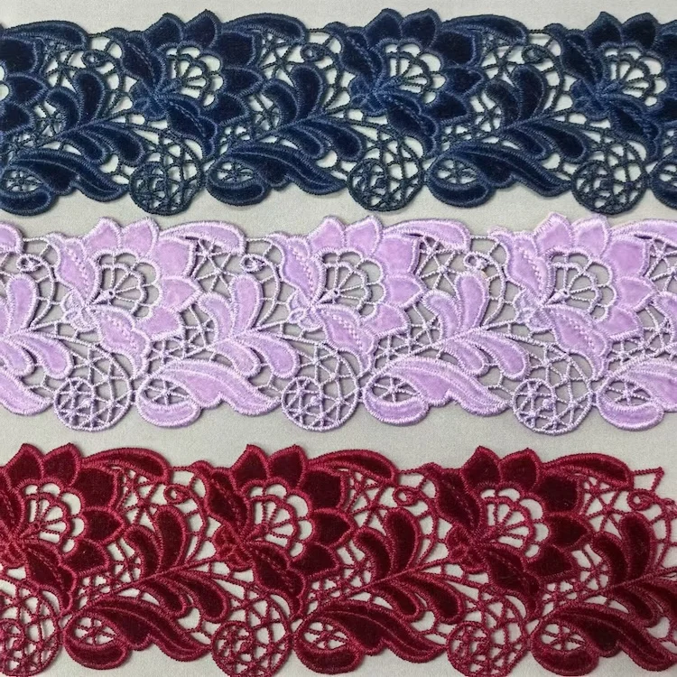 ZSY custom China Velvet Colorful Hot Sell Embroidery Lace Trim Mesh Lace for Women wedding dress