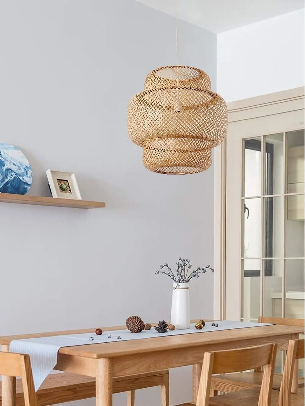 New Rattan Chandelier Led Pendant Light Rattan Lamp for Home Decor