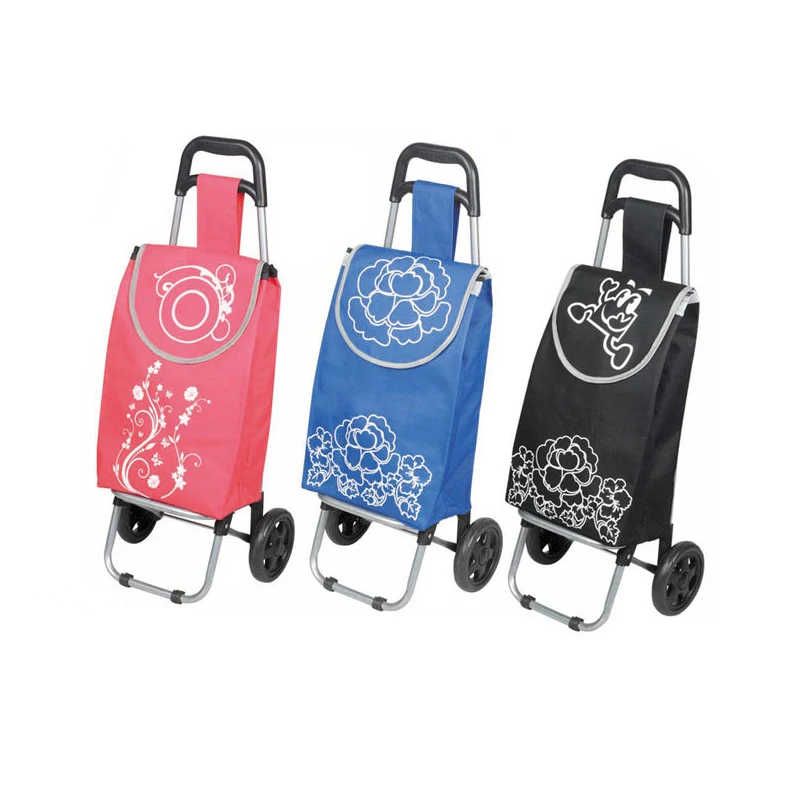 Customized Supermarket Foldable Trolley Shopping Bags Folding Shopping Carts Vegetable Luggage Shop Trolley Bags with Wheel