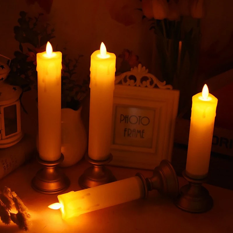 ABS plastic smokeless led rod wax candle