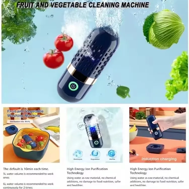 Portable Ultrasonic Washing Cleaner, Mini Multifunctional USB Kitchen Protect The Food Safety Fruit Vegetable Washers/