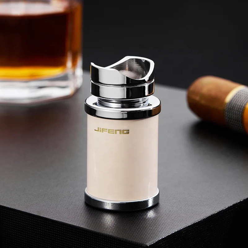 JIFENG JF-YT-009 fashion flint container inside under 52 ring multi-functional brass metal cigar holder with cigar punch