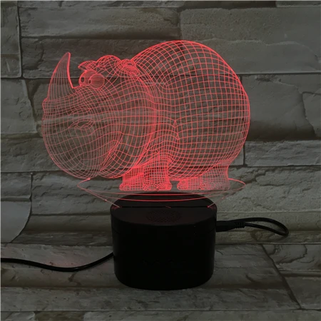 
Portable Wireless Speaker Rhinoceros Baby Night Light Creative Small Led Table Lamp 3D Gradient Led Lighting For Bedroom Decor 