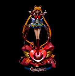 35cm anime GK Sailor Moon Mars Jupiter Tsukino Usagi Princess Serenity girl action figure with light PVC model toys