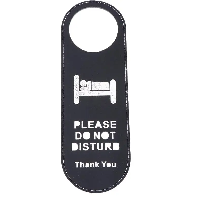 Custom Design  Leather Do Not Disturb Knob Hanger Sign Welcome Please Knock Door Hanger Tag