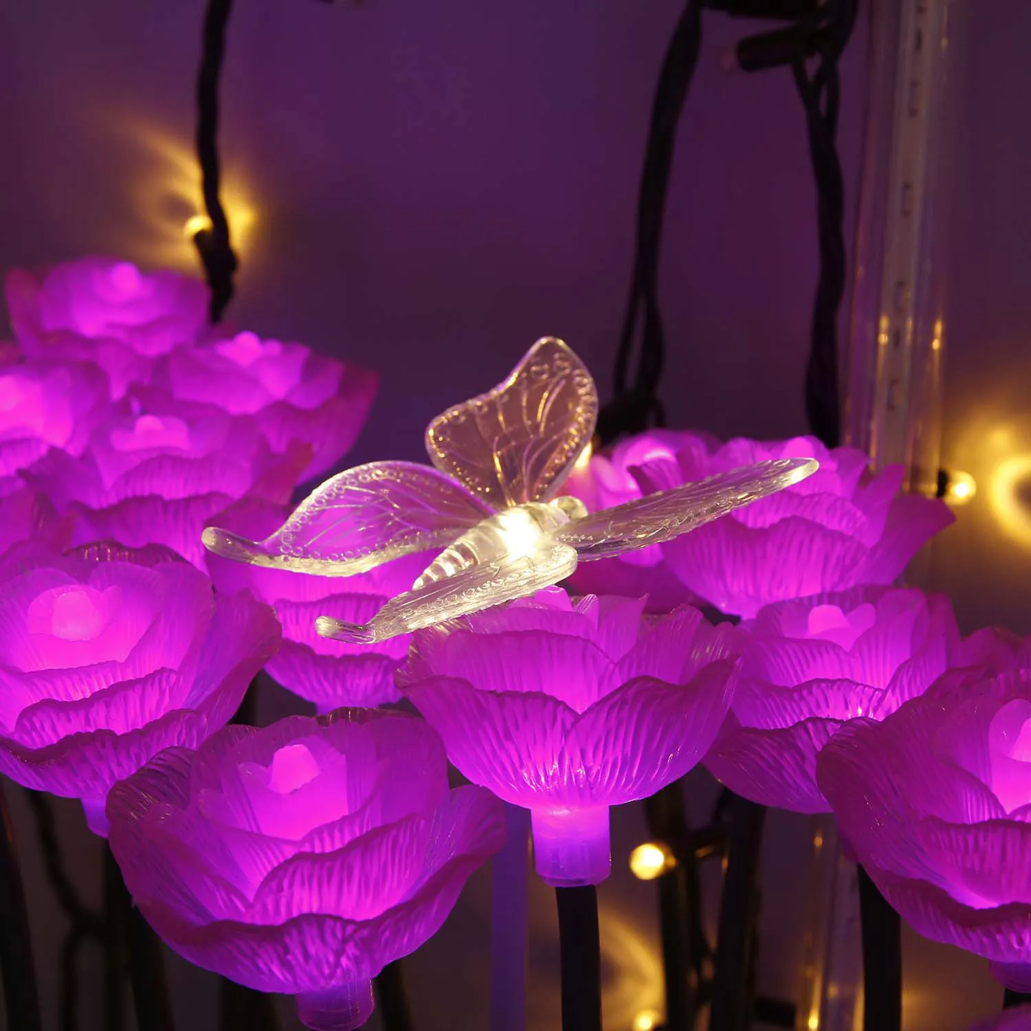 Artificial luminous rose Garden courtyard landscape home pathway decoration waterproof  led flower lights