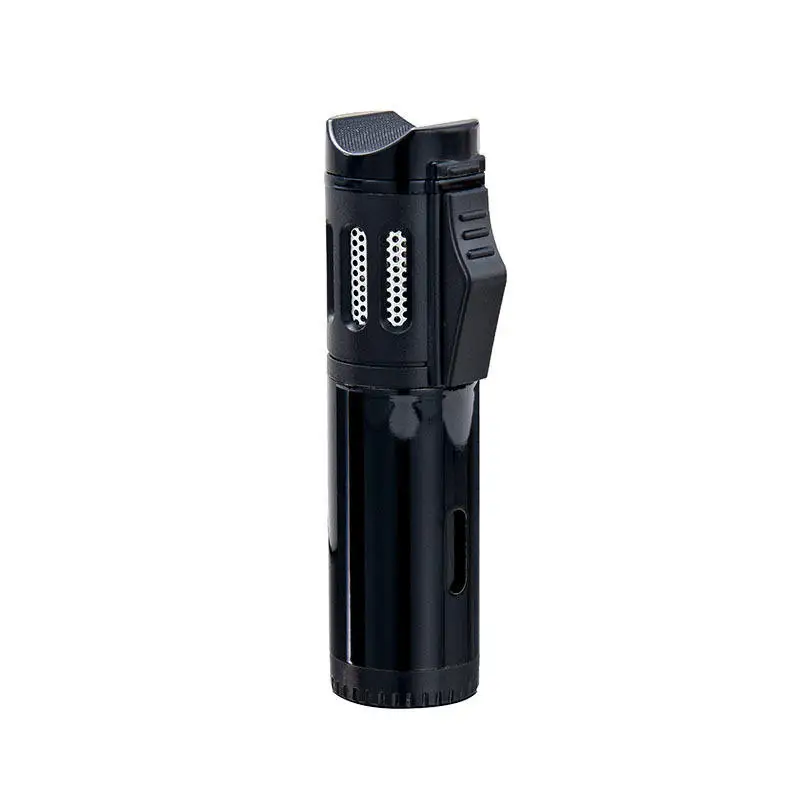 Wholesale Portable Butane Refillable Gas Lighter Custom Logo Multiple Use Jet Torch Lighter With Flat and Concave Top