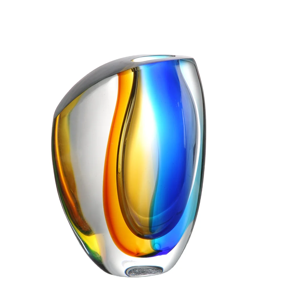 Высококачественная цветная ваза ручной работы из муранского стекла в скандинавском стиле для домашнего декора