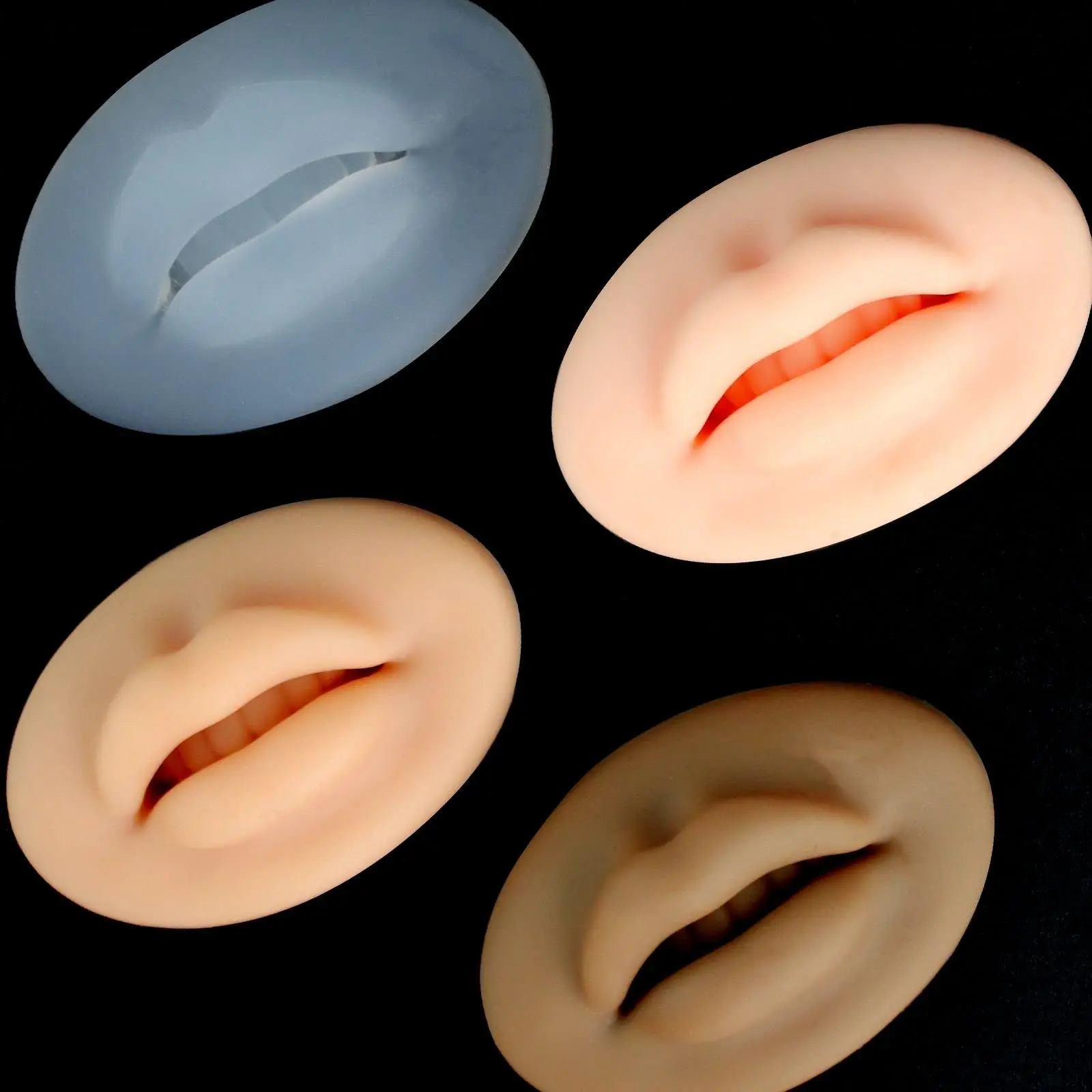 3D Open Mouth Silicone Lips Practice Skin with Teeth for Semi Permanent Makeup Tattoo Artists Lip